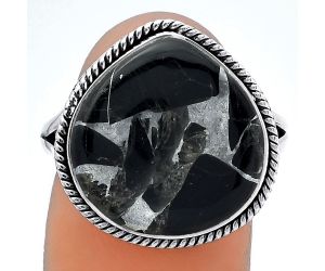 Natural Obsidian And Zinc Ring size-8.5 SDR153134 R-1010, 16x16 mm