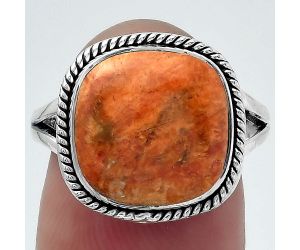 Natural Red Sponge Coral Ring size-7.5 SDR153155 R-1010, 12x12 mm