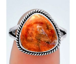 Natural Red Sponge Coral Ring size-7.5 SDR153171 R-1010, 12x12 mm