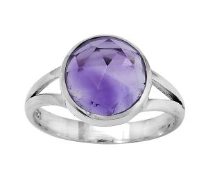 Faceted Natural Amethyst - Brazil Ring size-7.5 SDR153417 R-1005, 10x10 mm