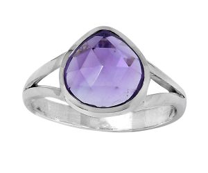 Faceted Natural Amethyst - Brazil Ring size-7 SDR153425 R-1005, 10x10 mm