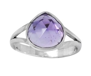 Faceted Natural Amethyst - Brazil Ring size-7.5 SDR153427 R-1005, 10x10 mm