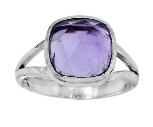 Faceted Natural Amethyst - Brazil Ring size-7.5 SDR153430 R-1005, 10x10 mm