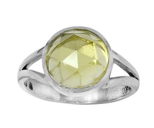 Faceted Natural Lemon Quartz Ring size-8.5 SDR153435 R-1005, 10x10 mm