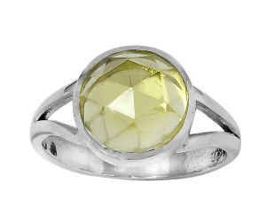 Faceted Natural Lemon Quartz Ring size-7.5 SDR153444 R-1005, 10x10 mm