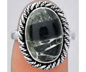 Natural Obsidian And Zinc Ring size-7 SDR153896 R-1013, 10x15 mm