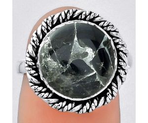 Natural Obsidian And Zinc Ring size-7 SDR153918 R-1013, 12x12 mm