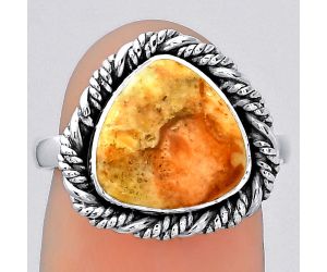 Natural Coral Jasper Ring size-7.5 SDR153928 R-1013, 11x11 mm