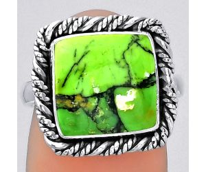 Natural Green Matrix Turquoise Ring size-7.5 SDR153931 R-1013, 11x11 mm