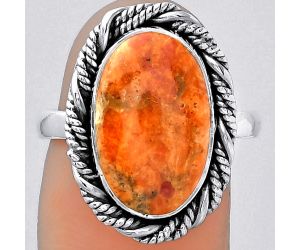 Natural Red Sponge Coral Ring size-8 SDR153948 R-1013, 10x16 mm