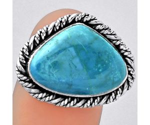 Natural Azurite Chrysocolla Ring size-7.5 SDR153991 R-1013, 13x18 mm