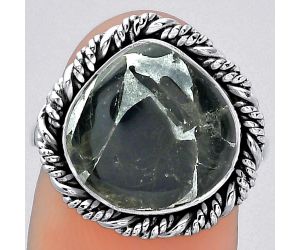 Natural Obsidian And Zinc Ring size-7 SDR153998 R-1013, 13x13 mm