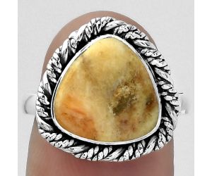 Natural Coral Jasper Ring size-7 SDR154002 R-1013, 12x12 mm