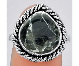 Natural Obsidian And Zinc Ring size-8.5 SDR154050 R-1013, 13x14 mm