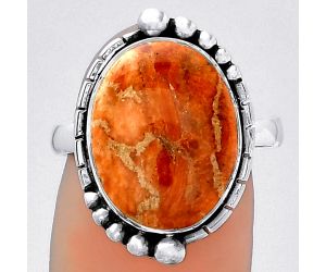 Natural Red Sponge Coral Ring size-8 SDR154126 R-1078, 12x14 mm