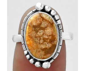 Natural Coral Jasper Ring size-8 SDR154173 R-1078, 10x14 mm