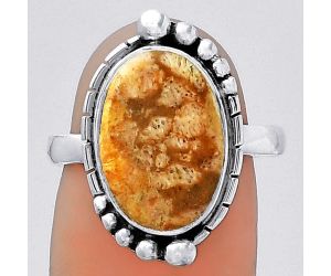 Natural Coral Jasper Ring size-8 SDR154173 R-1078, 10x14 mm