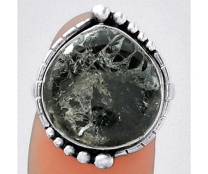 Natural Obsidian And Zinc Ring size-8 SDR154191 R-1078, 15x15 mm