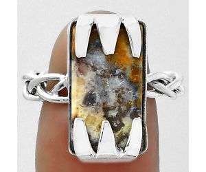 Natural Indian Blanket Jasper Ring size-9 SDR154758 R-1650, 10x18 mm