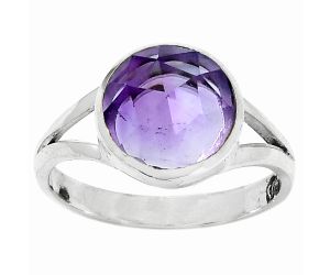 Faceted Natural Amethyst - Brazil Ring size-7.5 SDR154830 R-1005, 10x10 mm