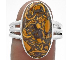 Natural Coquina Fossil Jasper - India Ring size-9 SDR155142 R-1003, 12x21 mm