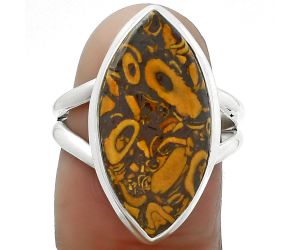 Coquina Fossil Jasper - India Ring size-7.5 SDR155203 R-1008, 11x22 mm