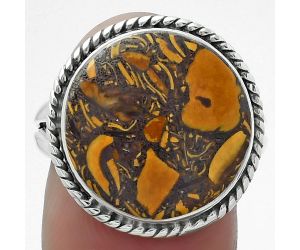 Coquina Fossil Jasper - India Ring size-8.5 SDR156003 R-1010, 16x16 mm