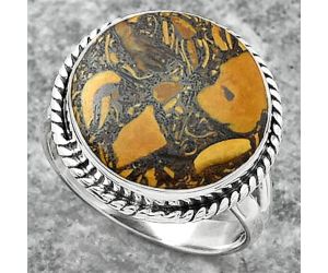 Coquina Fossil Jasper - India Ring size-8.5 SDR156003 R-1010, 16x16 mm