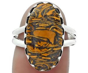 Natural Coquina Fossil Jasper - India Ring size-8 SDR156018 R-1210, 11x20 mm