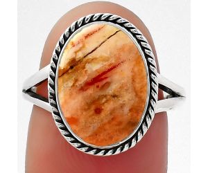 Natural Coral Jasper Ring size-7.5 SDR156513 R-1010, 10x14 mm