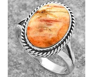 Natural Coral Jasper Ring size-7.5 SDR156513 R-1010, 10x14 mm