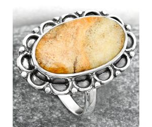 Natural Coral Jasper Ring size-7.5 SDR157470 R-1092, 11x19 mm