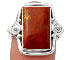 Natural Red Moss Agate Ring size-7.5 SDR157850 R-1315, 10x17 mm