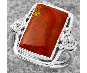 Natural Red Moss Agate Ring size-7.5 SDR157850 R-1315, 10x17 mm