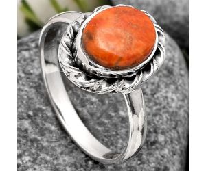 Natural Red Sponge Coral Ring size-7.5 SDR158960 R-1083, 8x10 mm