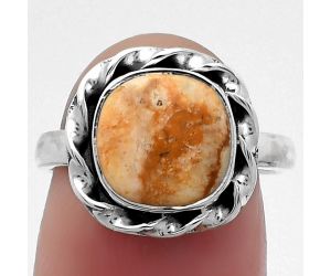 Natural Coral Jasper Ring size-7 SDR159270 R-1083, 9x9 mm