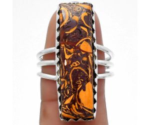 Natural Coquina Fossil Jasper - India Ring size-8 SDR159298 R-1210, 10x30 mm