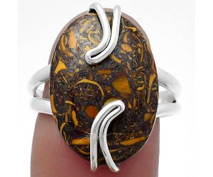 Natural Coquina Fossil Jasper - India Ring size-8 SDR159520 R-1502, 14x20 mm