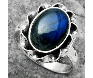 Blue Fire Labradorite - Madagascar Ring size-7.5 SDR159805 R-1083, 9x13 mm