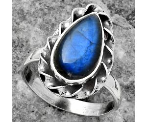 Blue Fire Labradorite - Madagascar Ring size-7.5 SDR159810 R-1083, 8x14 mm