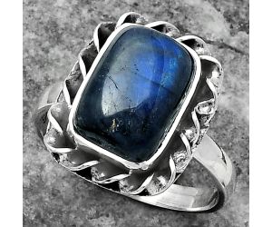 Blue Fire Labradorite - Madagascar Ring size-8 SDR159814 R-1083, 8x12 mm