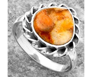 Natural Coral Jasper Ring size-8 SDR159893 R-1083, 11x11 mm