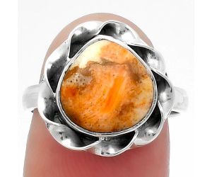 Natural Coral Jasper Ring size-7.5 SDR159904 R-1083, 11x11 mm