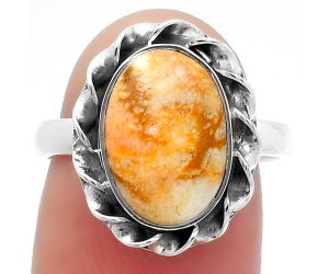 Natural Coral Jasper Ring size-7.5 SDR159920 R-1083, 9x13 mm