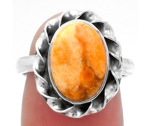 Natural Coral Jasper Ring size-7.5 SDR159921 R-1083, 9x13 mm