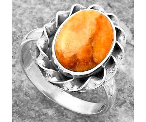 Natural Coral Jasper Ring size-7.5 SDR159921 R-1083, 9x13 mm