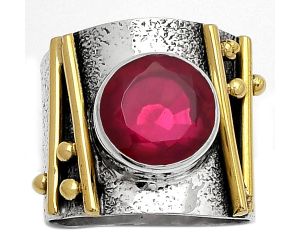 Two Tone - Lab Created Ruby Ring size-6.5 SDR160785 R-1551, 10x10 mm
