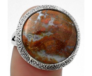 Natural Red Moss Agate Ring size-8.5 SDR160862 R-1307, 18x18 mm