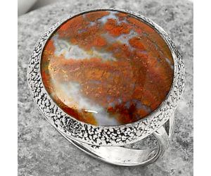 Natural Red Moss Agate Ring size-8.5 SDR160862 R-1307, 18x18 mm