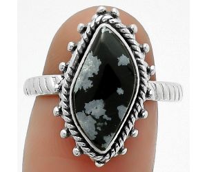 Natural Snow Flake Obsidian Ring size-8.5 SDR161437 R-1332, 8x16 mm